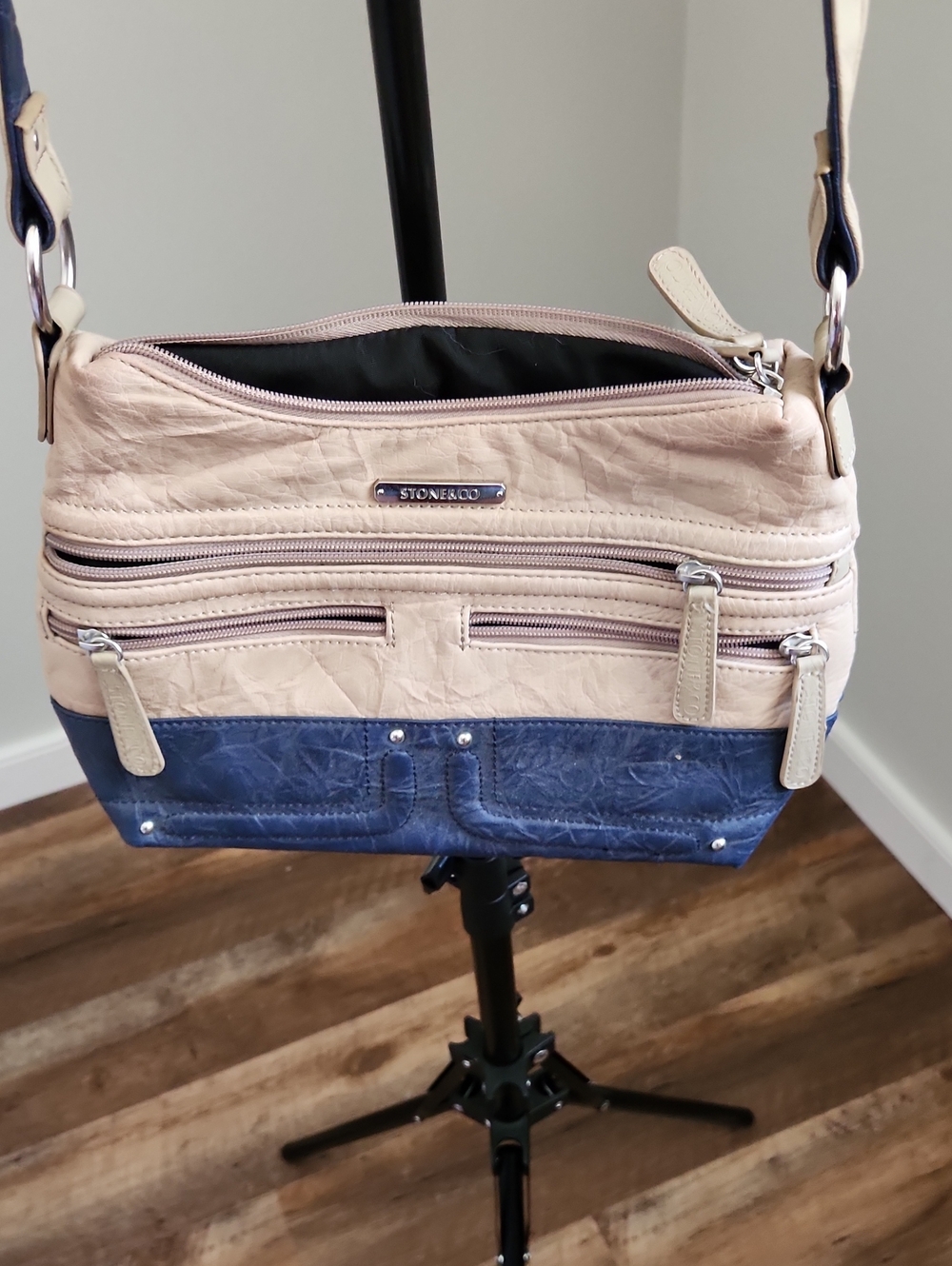 Stone & Co. Beige and Navy Two-Tone Crossbody Bag